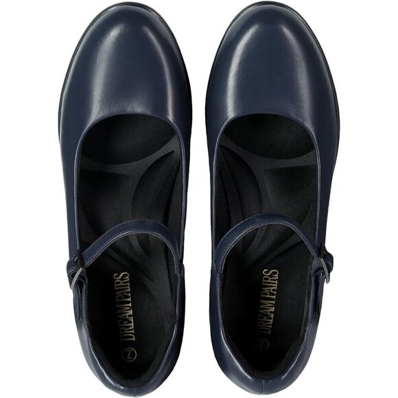 Women's Chunky Low  Block Heels Mary Jane Closed Toe Work Pumps - Picture 5 of 7